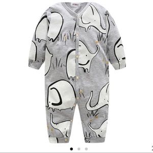 Elephant Pattern Long-sleeve Jumpsuit Baby Boy